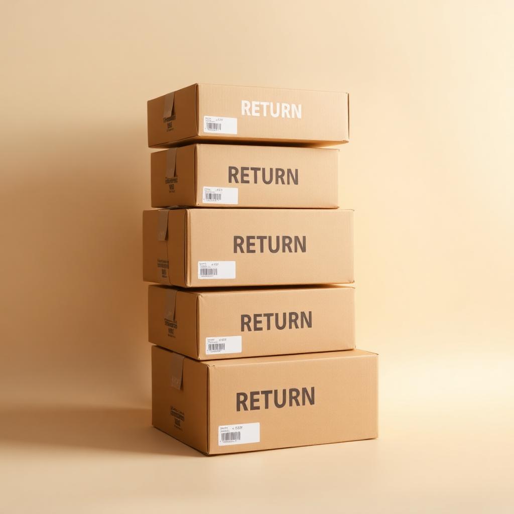 Stack of return shipping boxes